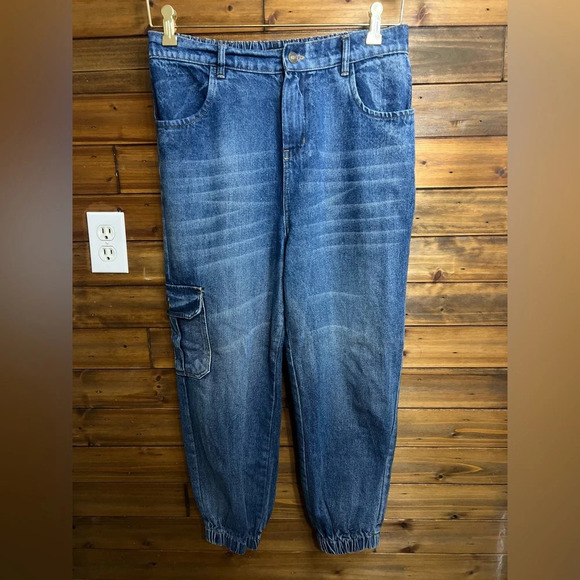 SASSAFRAS Women Blue Pure Cotton Jogger High-Rise size Large - Picture 5 of 11